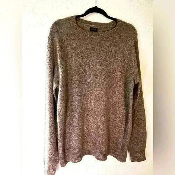 Men’s J. Crew Lamb Wool Blend Tan & Brown Pullover Sweater Recycled Size L - Picture 2 of 7